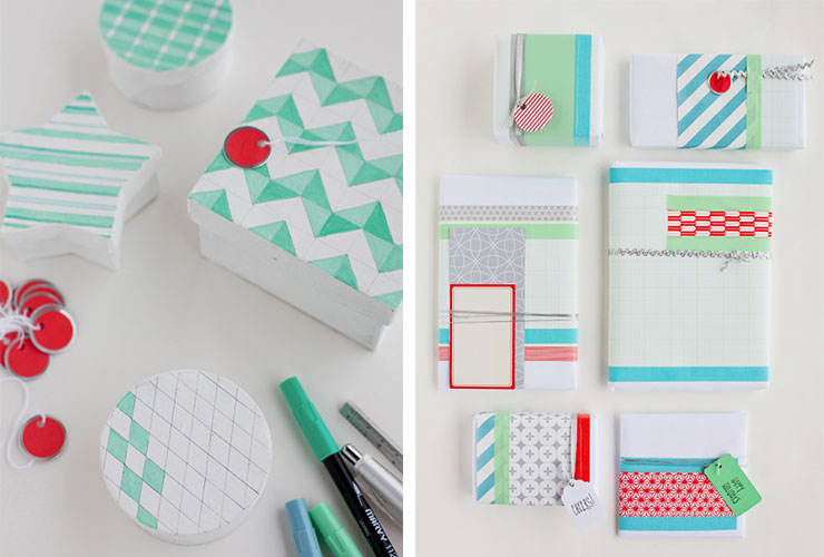graph paper gift wrapping idea
