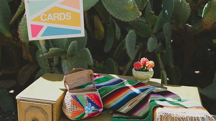 colorful Mexican-inspired wedding card box