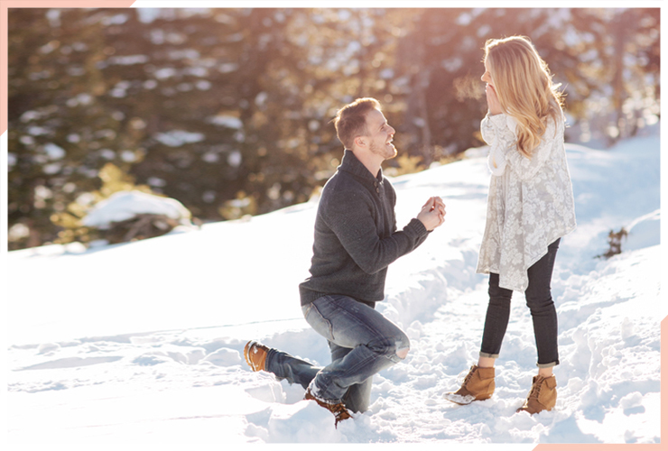 engaged in the snowy woods christmas engagement photo