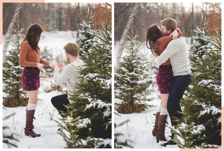 getting engaged by christmas trees christmas engagement photo
