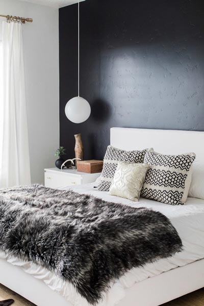 Bedroom Grey And White Wall Design