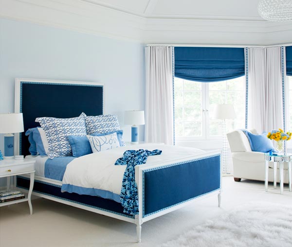 75 Brilliant Blue Bedroom Ideas And, Royal Blue Headboard Bedroom Ideas