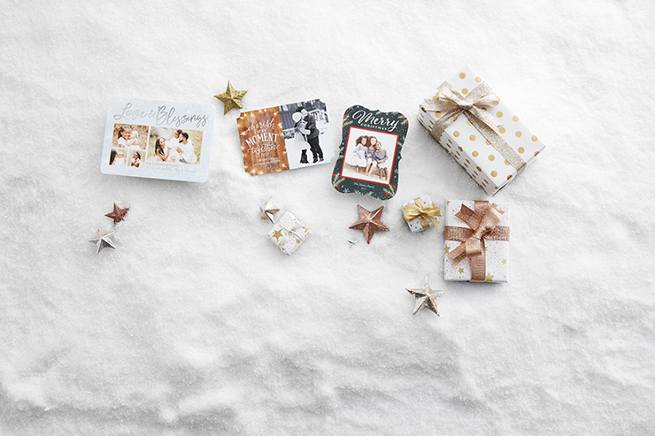 christmas cards in the snow