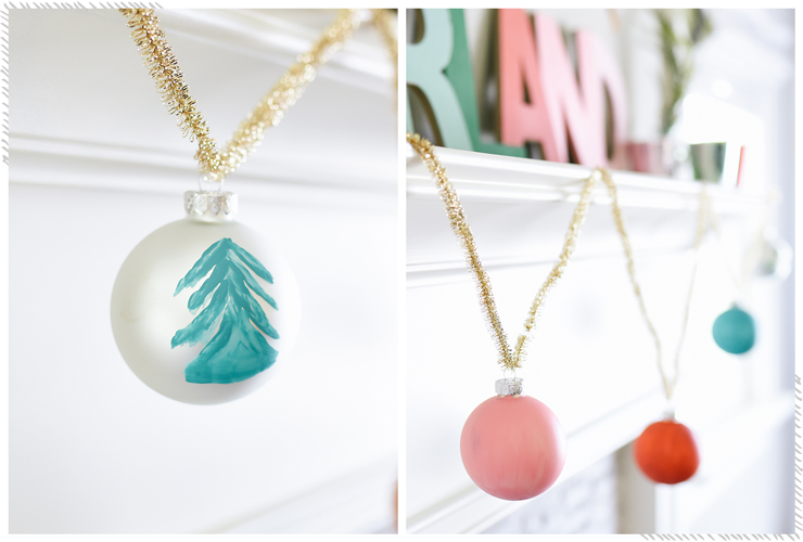 Hanging ornaments on mantel