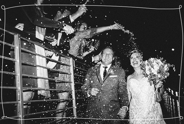 Married couple showered with glitter 