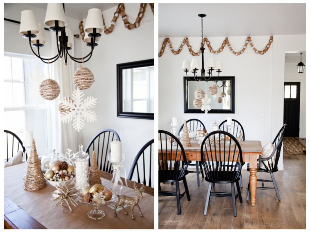 natural wood and paper christmas tablescape