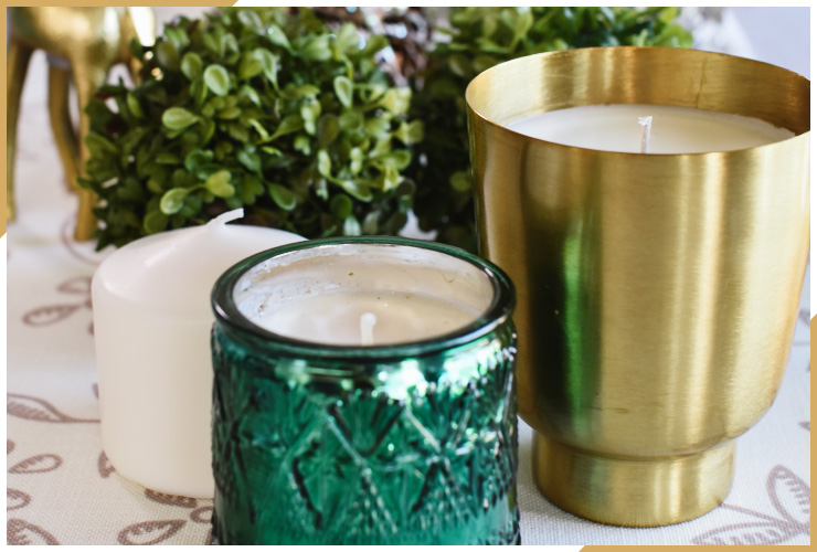 green gold and white candles