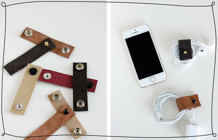 leather straps become cord organizers