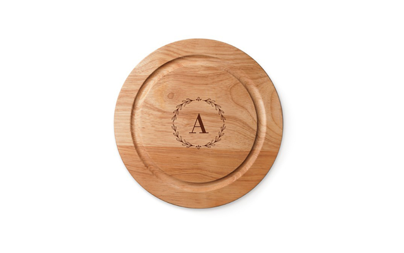 custom wooden cutting board with monogram initial