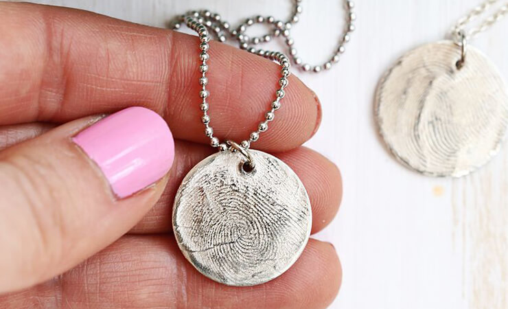 Silver Fingerprint Necklace Charms Gift