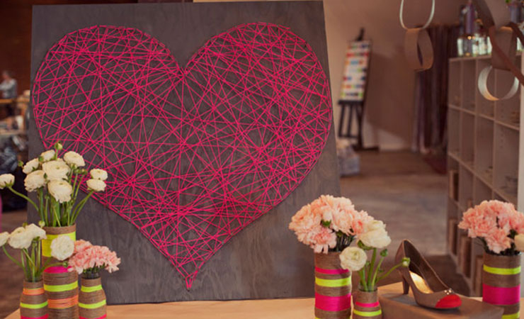 wedding shower gift heart shaped string art