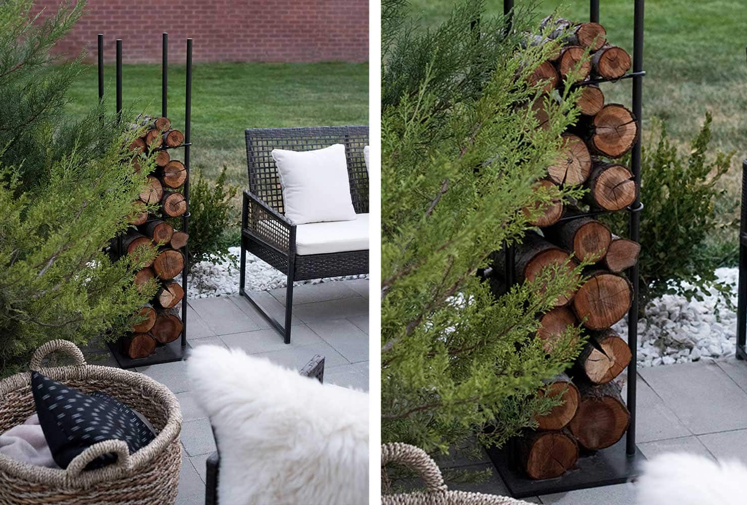 diy patio firewood holder width=