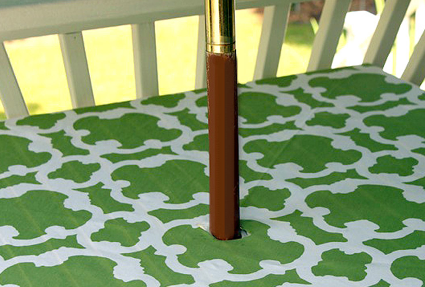 diy patio tablecloth with umbrella hole width=