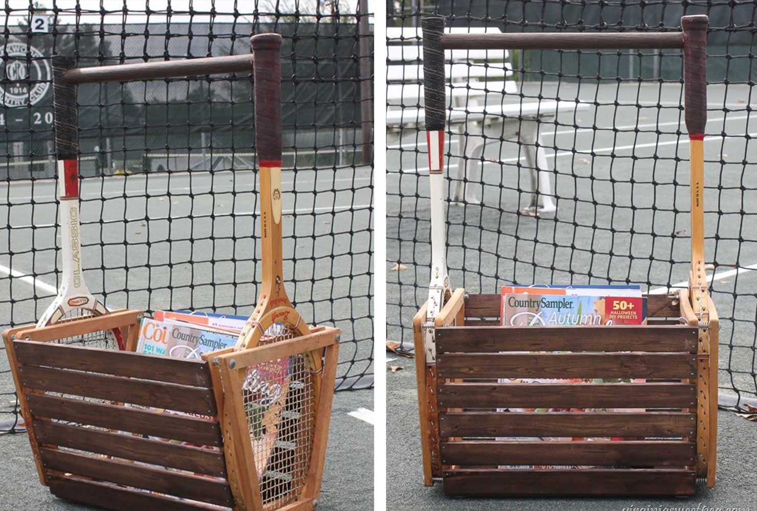 diy patio tennis racket magazine basket width=