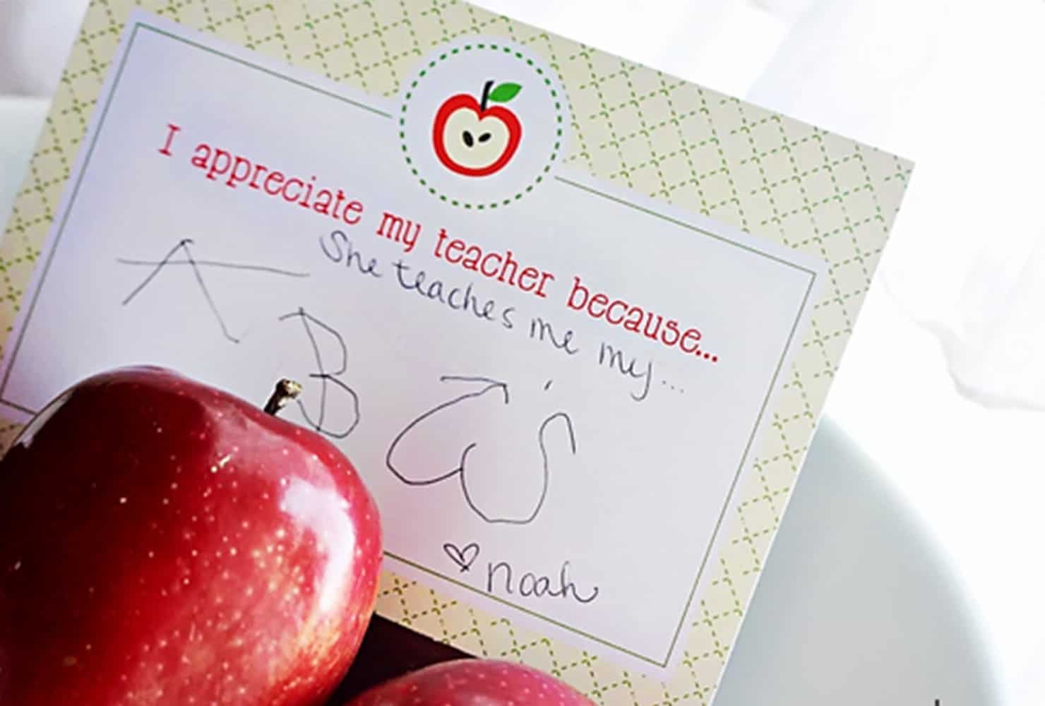 TEACHER GIFT Red Apple Slogan Thank You Gift Tag Hanging Wood Plaque 